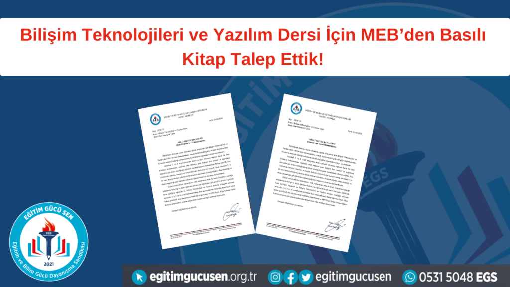 Bilişim Teknolojileri Ve Yazılım Dersi İçin Meb’den Basılı Kitap Talep Ettik