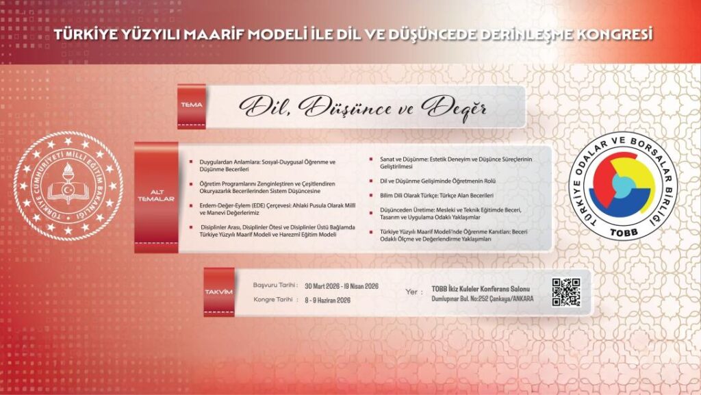 Türkiye Yüzyılı Maarif Modeli İle Dil ve Düşüncede Derinleşme Kongresi Düzenlenecek