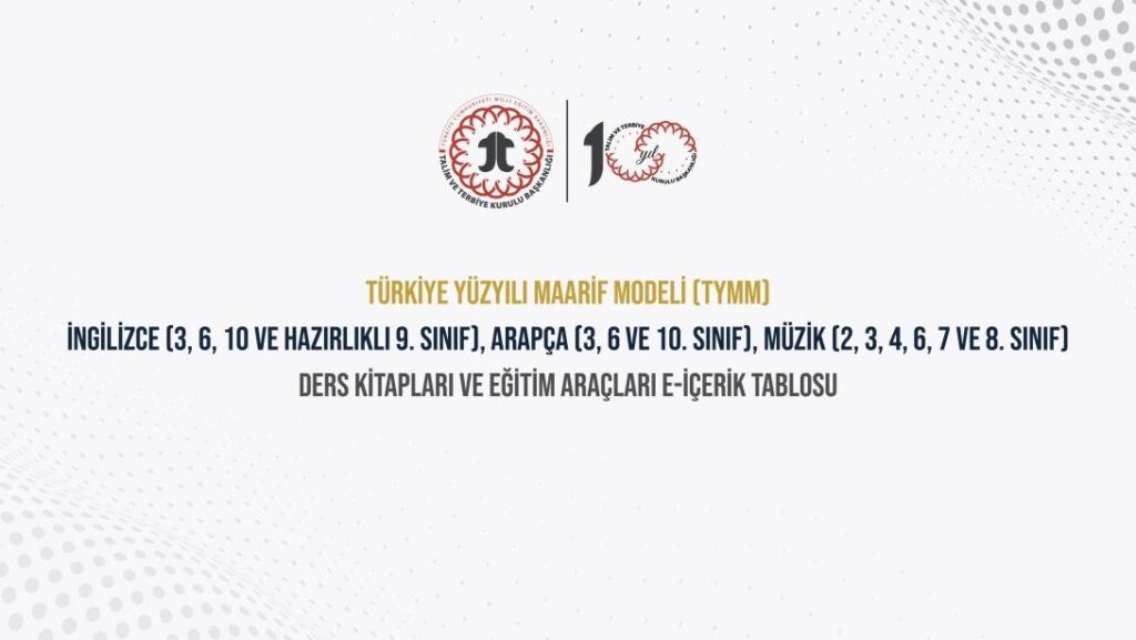 İngilizce, Arapça ve Müzik Ders Kitapları ve Eğitim Araçları E-içerik Tablosu Güncellendi